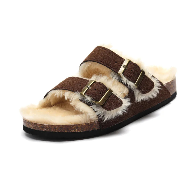Fluffy Sandal - Dark Brown
