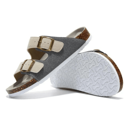 Maibulun Suede Sandal - Grey and Cream
