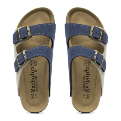 Maibulun Suede Sandal - Cream and Blue